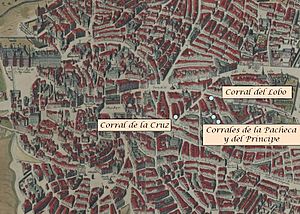 Archivo:Plano de Madrid (1622-35) det. Corrales de comedias