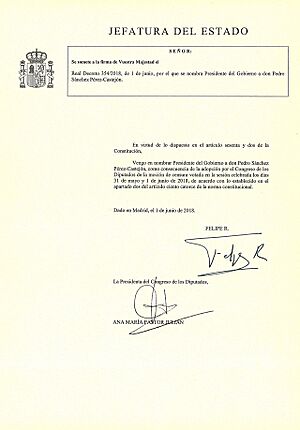 Archivo:Real Decreto de nombramiento de Pedro Sánchez Pérez-Castejón como Presidente del Gobierno