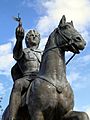Statue of Alexander the Great riding Bucephalus and carrying a winged statue of Nike (square of Alexander the Great) in Pella city (6914833428)