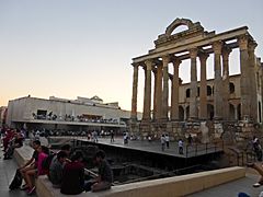 Templo Romano de Diana en Mérida al atardecer