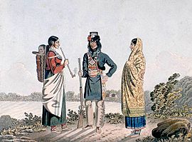 Archivo:A Métis man and his two wives, circa 1825-1826