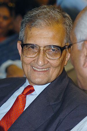 Archivo:A portrait of the Nobel Laureate and well known Economist Dr. Amartya Sen taken during the release of his book 'The Argumentative Indian - Writings on Indian History, Culture and Identity', in New Delhi on August 1, 2005
