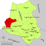Localización de Los Calpes (Puebla de Arenoso) respecto a la comarca del Alto Mijares