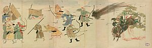 Archivo:Mōko Shūrai Ekotoba Mongol Invasion Takezaki Suenaga 2 Page 5-7