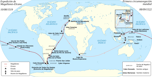 Magellan Elcano Circumnavigation-es.svg