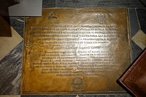 Archivo:Magellan Nao Victoria return memorial, 1522 AD - Cathedral of Seville - Sevilla, Spain - DSC07584
