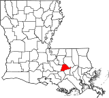 Map of Louisiana highlighting Ascension Parish.svg