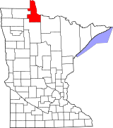Map of Minnesota highlighting Lake of the Woods County.svg