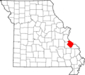Map of Missouri highlighting Sainte Genevieve County