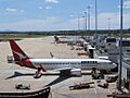 Melbourne Airport T1 with Qantas and Jetstar jets