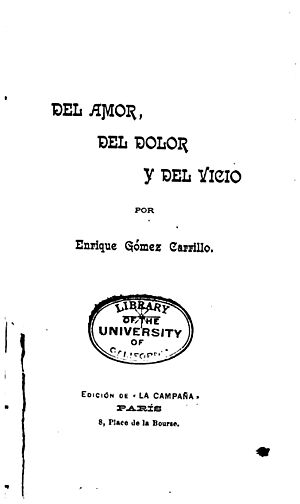 Archivo:Portada de Del amor, del dolor y del vicio