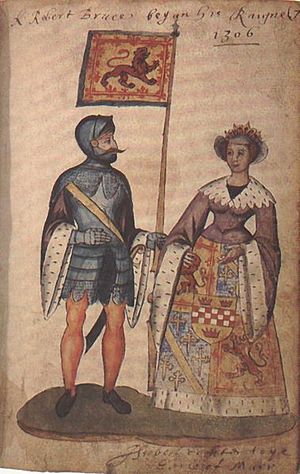 Archivo:Robert I and Isabella of Mar, Seton Armorial