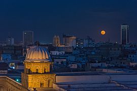 Super moon over Medina of Tunis