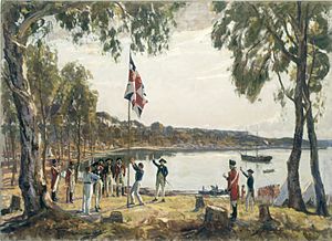Archivo:The Founding of Australia. By Capt. Arthur Phillip R.N. Sydney Cove, Jan. 26th 1788