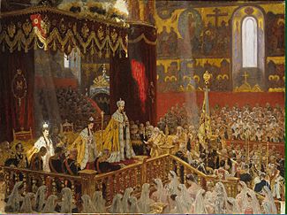 Archivo:Coronation of Nicholas II by L.Tuxen (1898, Hermitage)