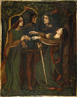 Archivo:Dante Gabriel Rossetti - How They Met Themselves (1860-64 circa)