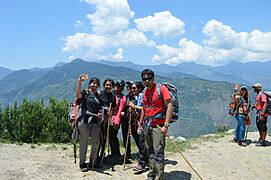 Group of people trekking (India, 2017)