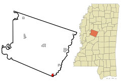Holmes County Mississippi Incorporated and Unincorporated areas Pickens Highlighted.svg