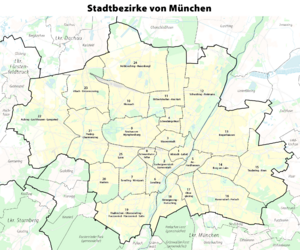 Archivo:Karte der Stadtbezirke in München