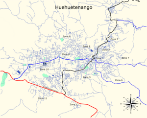 Archivo:Mapa de la ciudad de Huehuetenango y sus zonas
