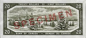 Archivo:Reverse of $20 banknote, Canada 1954 Series, "Devil's Head" printing