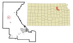 Riley County Kansas Incorporated and Unincorporated areas Leonardville Highlighted.svg