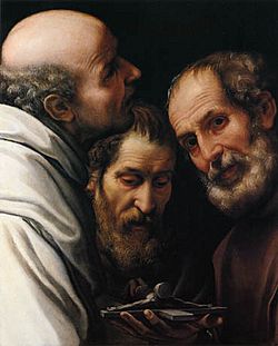 Archivo:Tiarini Tres monjes contemplando un crucifijo Galleria di Palazzo Rosso, Genova