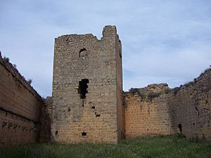 Archivo:Torre del Homenaje del Castillo de Davalillo visto desde el interior de la cerca