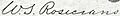 William Starke Rosecrans signature from a United States 5 dollars silver certificate, series of 1886 (cropped)