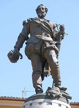 Archivo:Zumarraga - Plaza de Euskadi, monumento a Legazpi 2