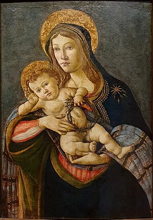 Archivo:'Madonna and Child with the Crown of Thorns and Three Nails' (1480s) by Sandro Boticelli - Museo Soumaya - Mexico 2024