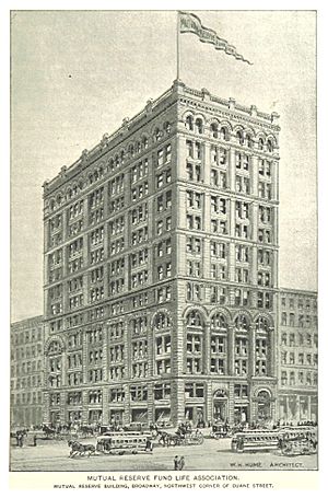 Archivo:(King1893NYC) pg687 MUTUAL RESERVE FUND LIFE ASSOCIATION. MUTUAL RESERVE BUILDING, BROADWAY, NORTHWEST CORNER OF DUANE STREET
