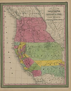 Archivo:1850 California, Oregon, Utah, New Mexico Map