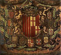 Apoteosis Heraldica 1681 Museo de Historia de la Ciudad,Barcelona, i 4 mori sardi sono nettamente distinti iconograficamente dai 4 mori d'Aragona