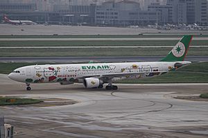 Archivo:B-16331 Airbus A330 EVA AIR In Hello Kitty Colours (12177641946)