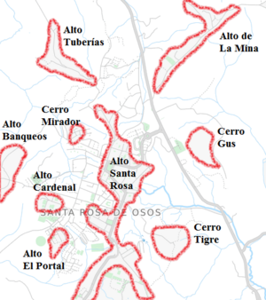 Archivo:Colinas que componen el área urbana de Santa Rosa de Osos openstreetmaps