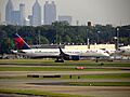 Delta plane and Atlanta skyline