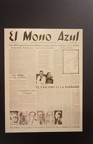 Archivo:El Mono Azul (8-7-1937). Publicación de la Alianza de Intelectuales Antifascistas para la defensa de la cultura