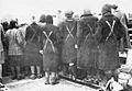 Female prisoners in Ravensbrück chalk marks show selection for transport