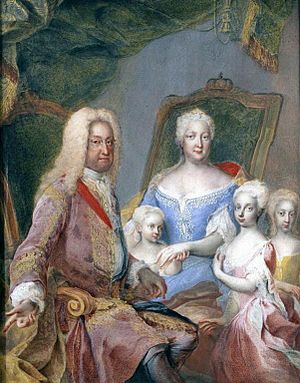Archivo:Meytens - Charles VI, Empress Elisabeth Christine and their three daughters – Bundesmobilienverwaltung