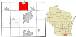 Rock County Wisconsin incorporated and unincorporated areas Fulton highlighted.svg