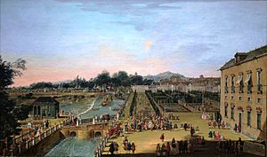 Archivo:Battaglioli - Fernando VI y Bárbara de Braganza en los jardines de Aranjuez (1756)