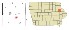 Delaware County Iowa Incorporated and Unincorporated areas Delhi Highlighted.svg