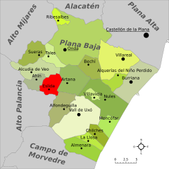 Localización en la comarca de la Plana Baja