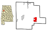 Fayette County Alabama Incorporated and Unincorporated areas Berry Highlighted.svg