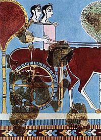 Archivo:Fresco of two female charioteers from Tiryns 1200 BC