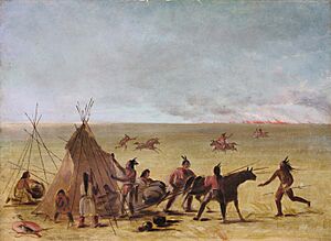 Archivo:George Catlin - Indian Family Alarmed at the Approach of a Prairie Fire - 1985.66.595 - Smithsonian American Art Museum