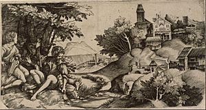 Archivo:Giulio and Domenico Campagnola - Concert by a brook - Google Art Project