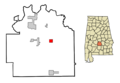 Lowndes County Alabama Incorporated and Unincorporated areas Hayneville Highlighted