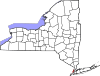 Mapa de Nueva York con la ubicación del condado de New York